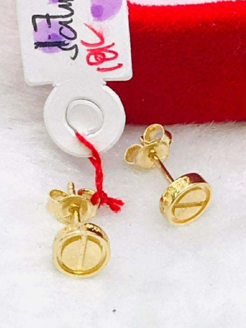 Real 18k Gold Round Stud Earrings - Elegant Gold Finish